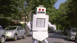 A gif of a dancing robot