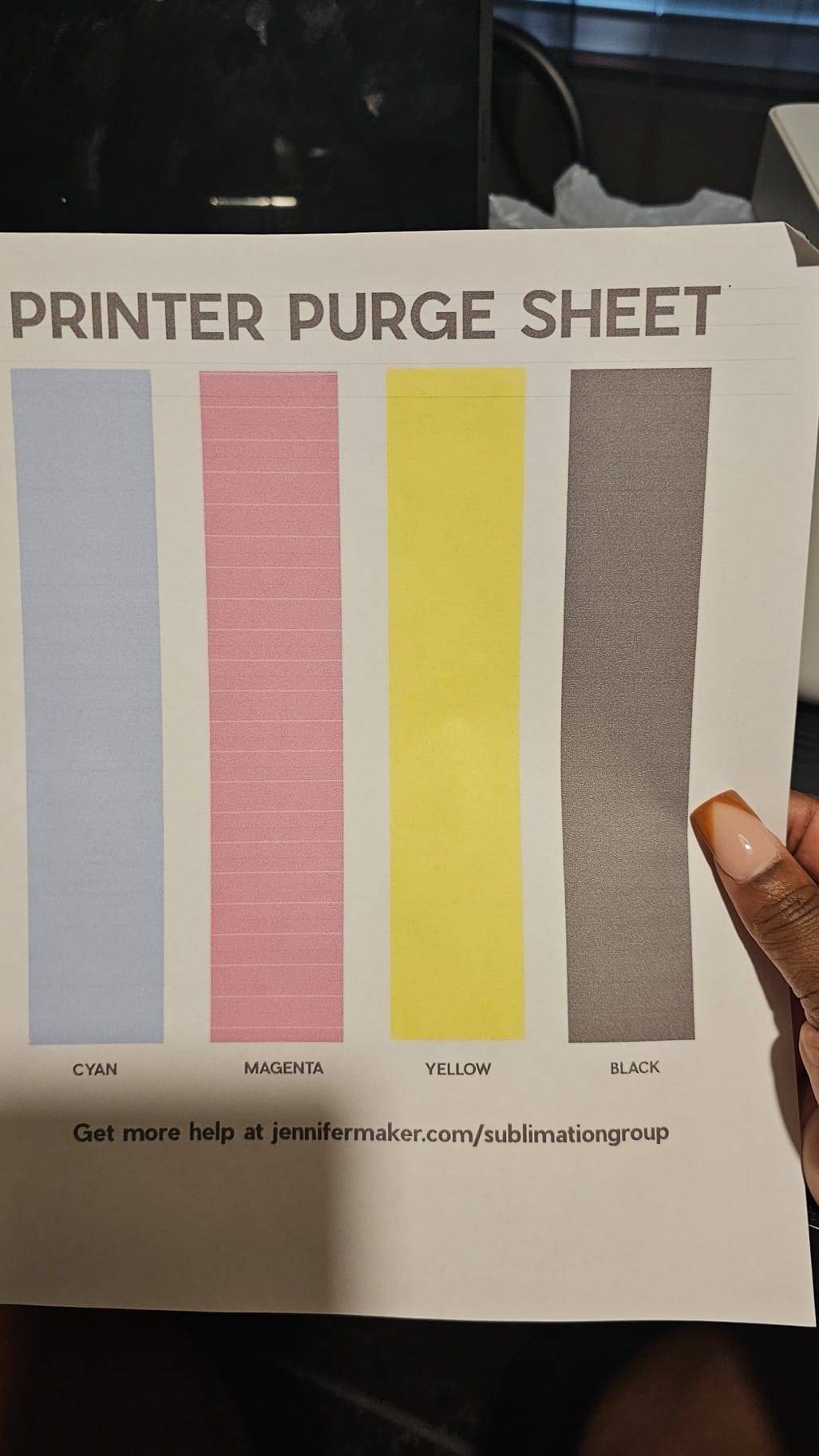 Printer Purge File for Sublimation Printers