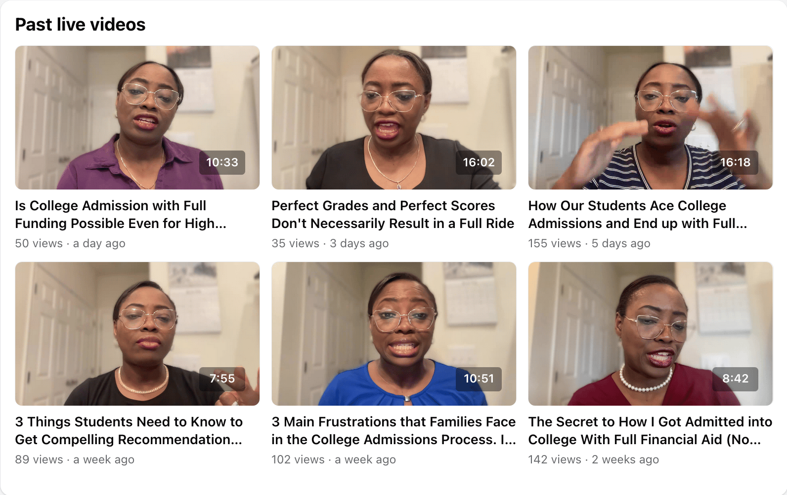 Picture of live video screen shots.