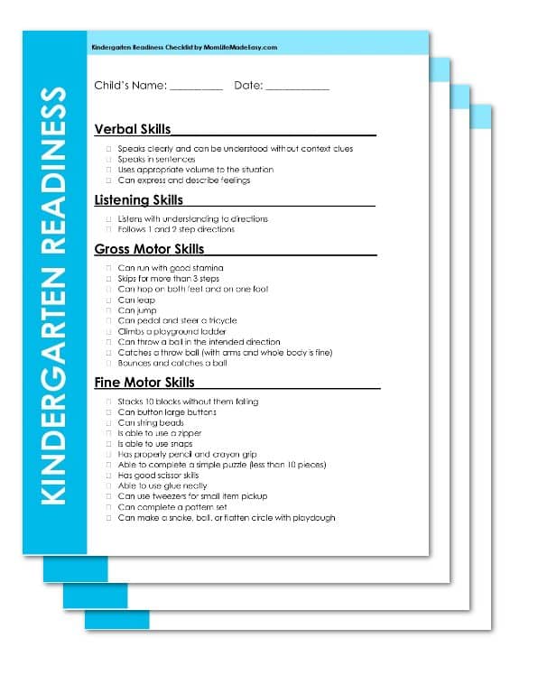 Free Printable Kindergarten Readiness Checklist