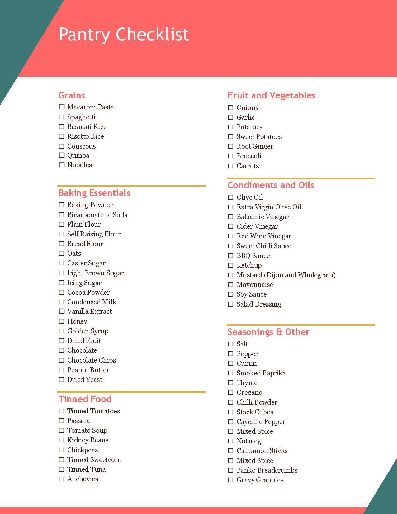 Get your FREE pantry checklist!