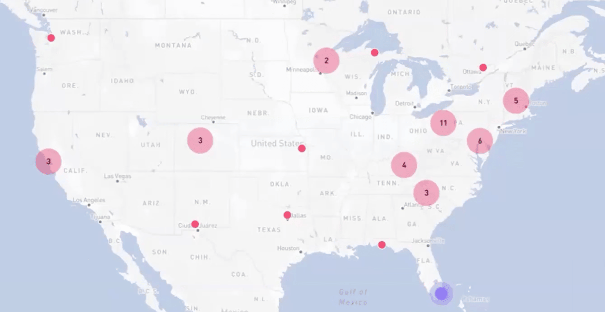 Map of leaders logged into networking sessionn
