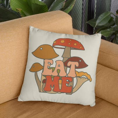 eat me mushroom pillow