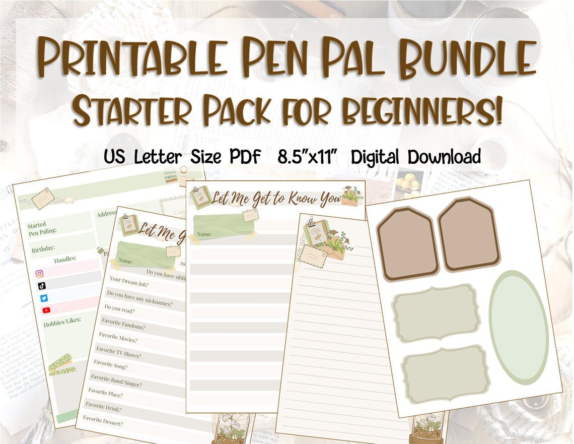 pen pal printable kit