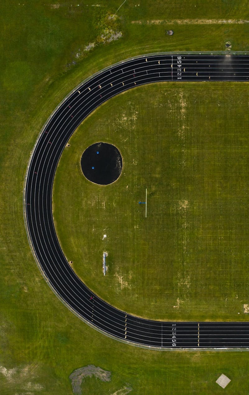 aerial view of green field