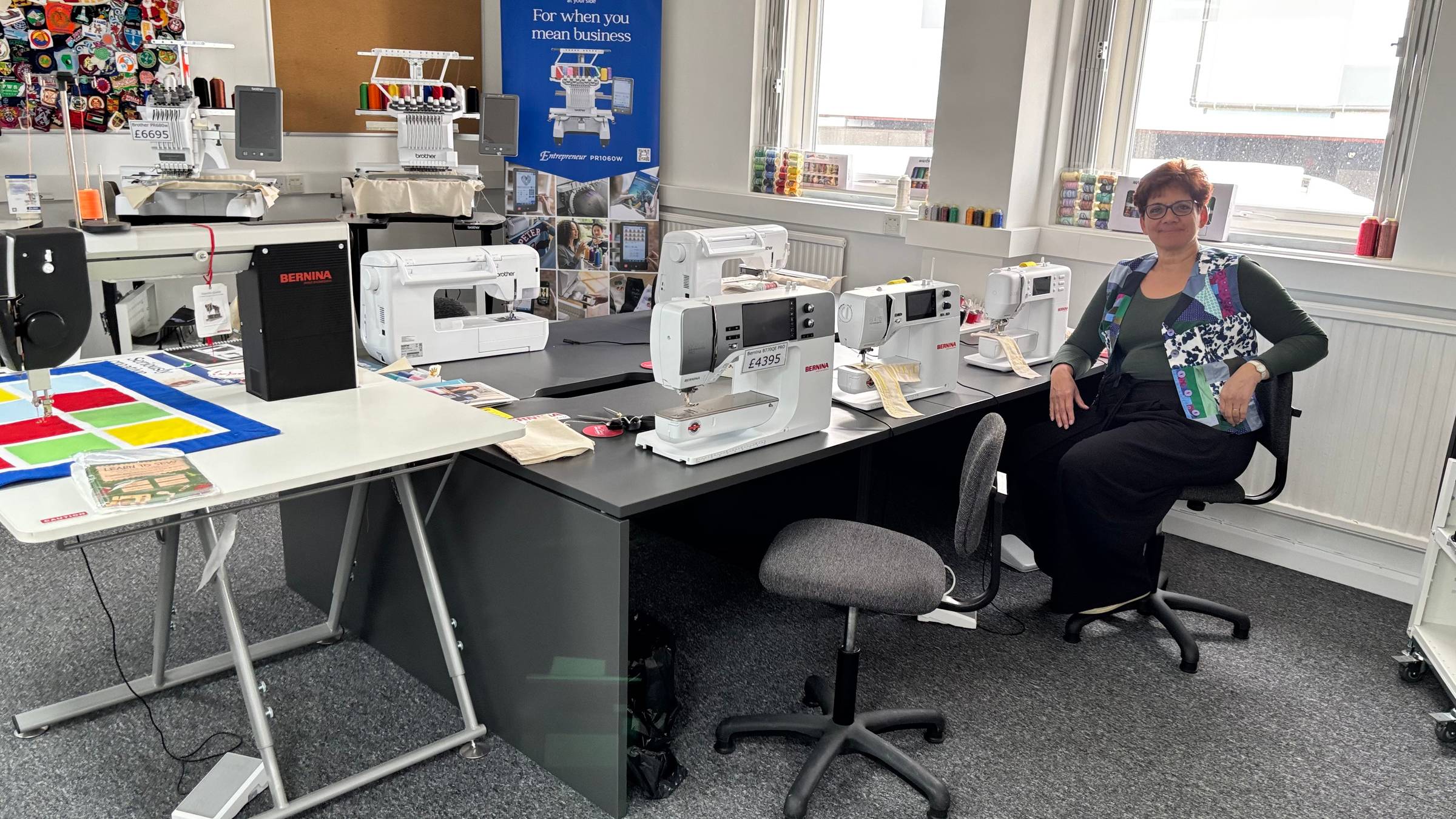 Vee sat in the lovely sewing studio at Tysew's