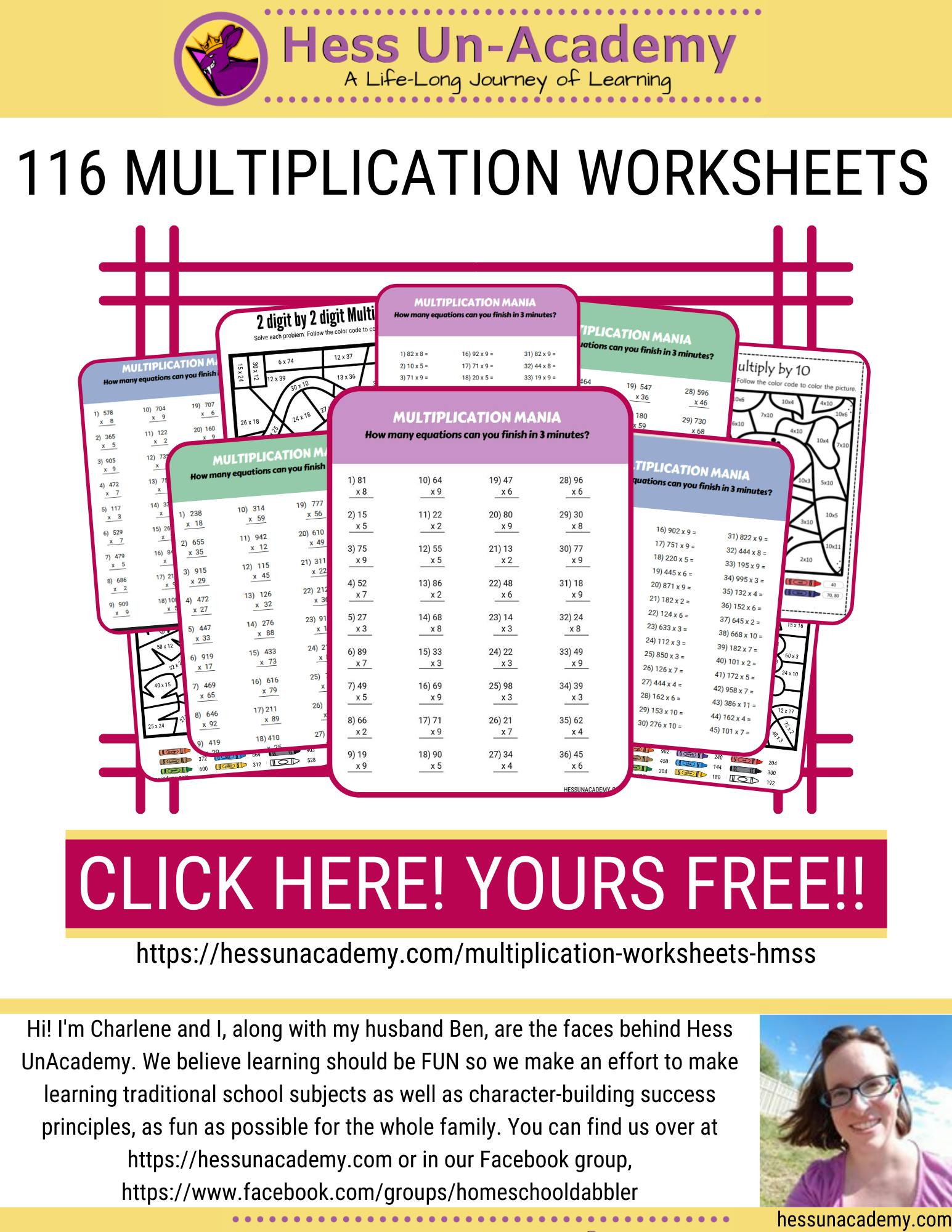 116 Multiplication Worksheets