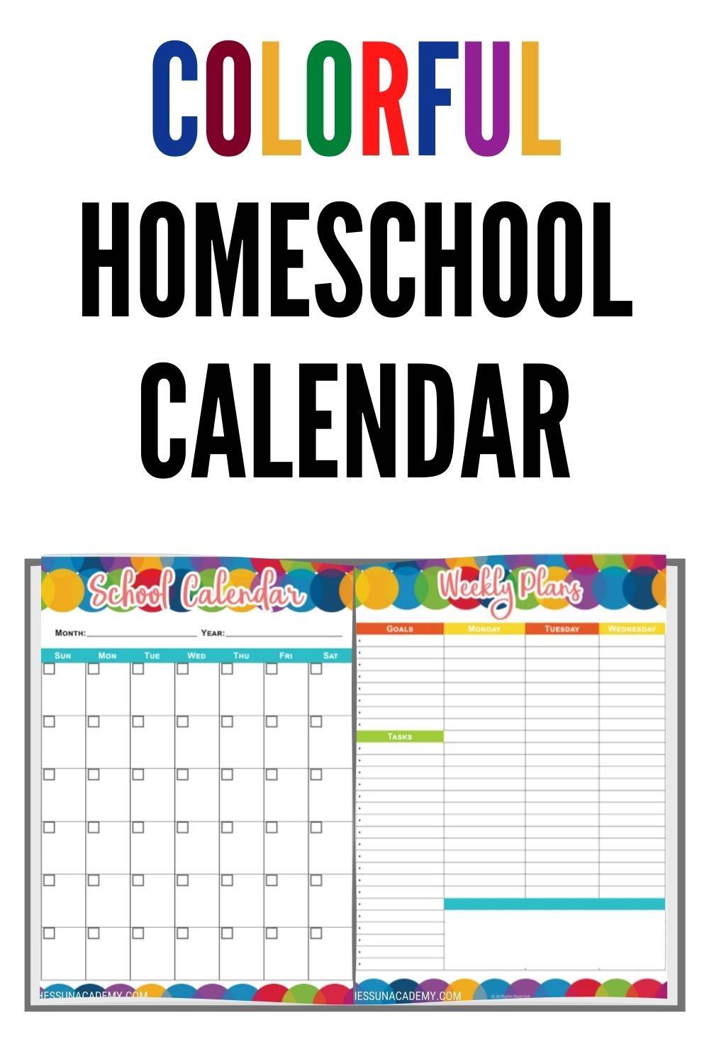 Colorful Homeschool Calendar