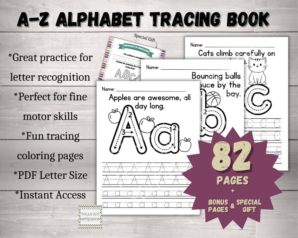 A-Z Alphabet Tracing Book