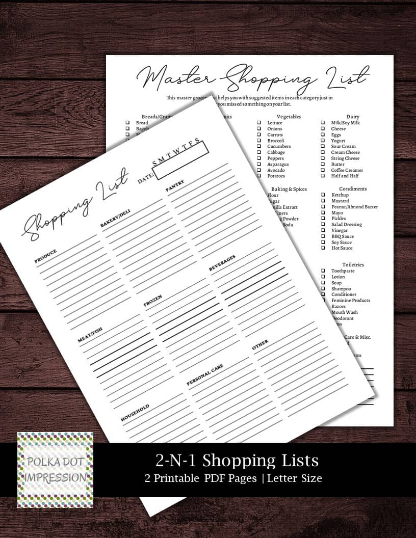 2-N-1 Shopping List