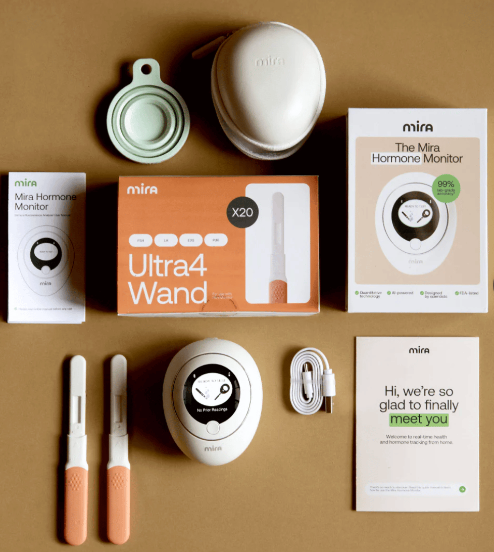 All components from the Mira Ultra4 test kit laid out on a table