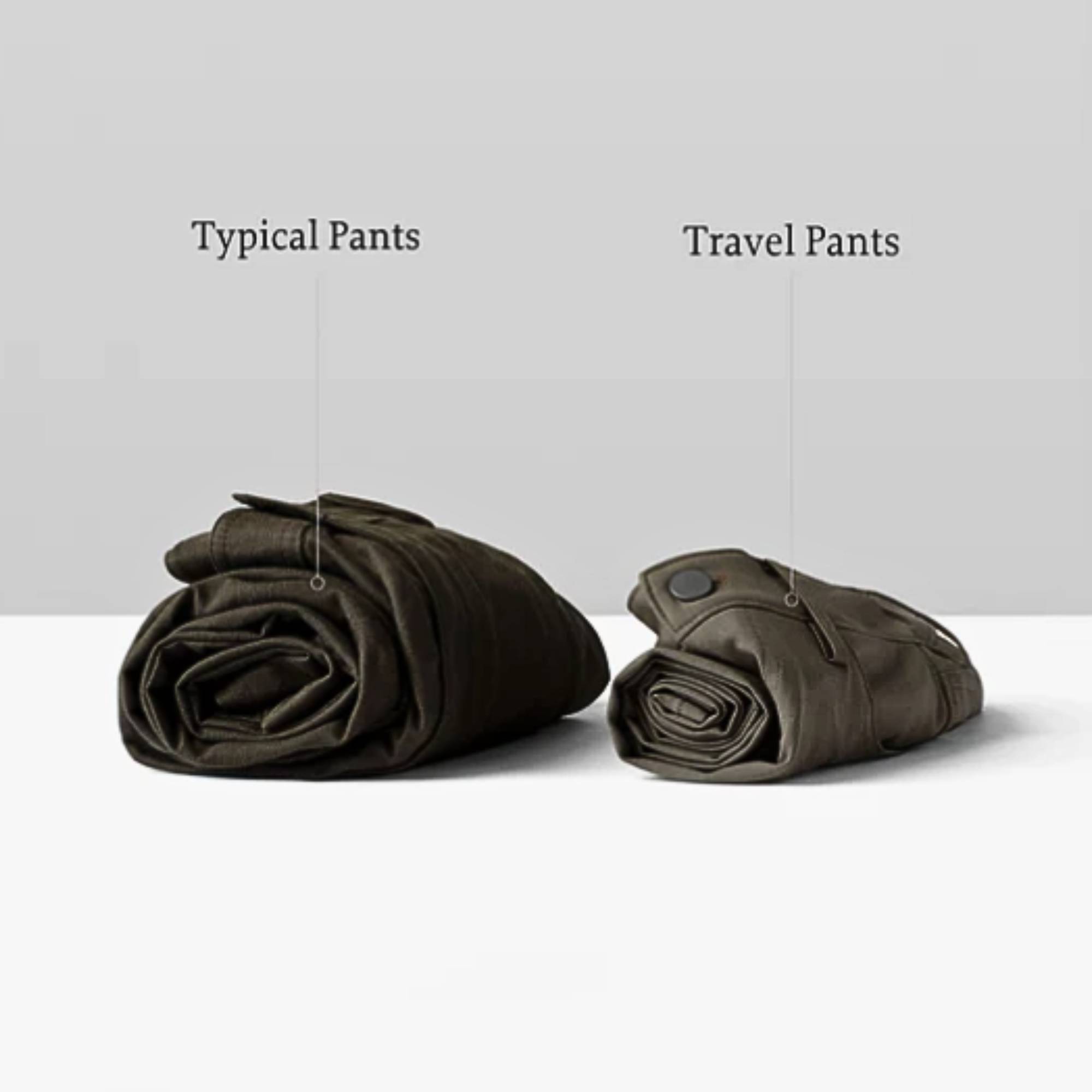 two pants side by side for packing sake