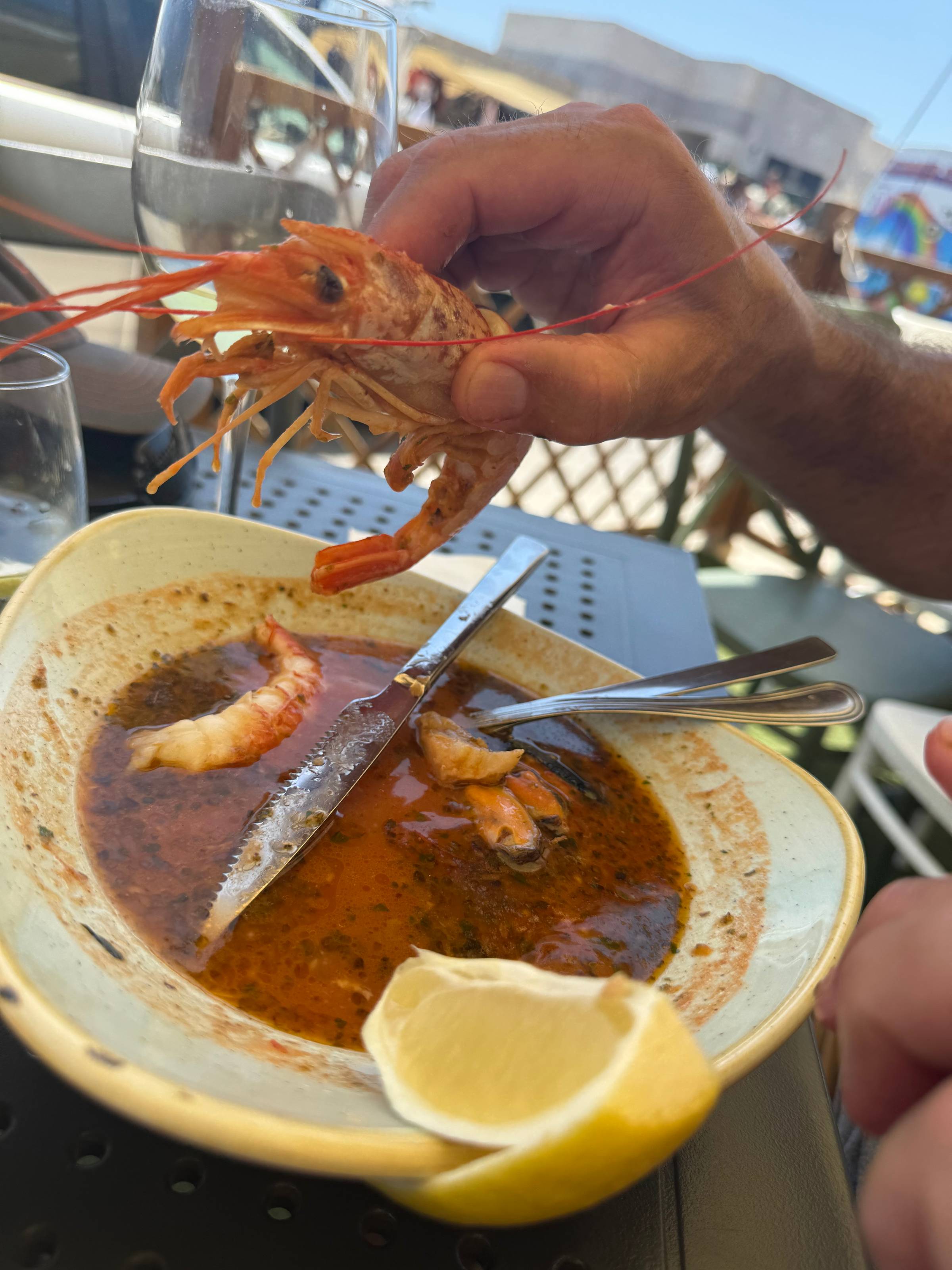 Fresh seafood lunch in Marsaxlokk, Malta