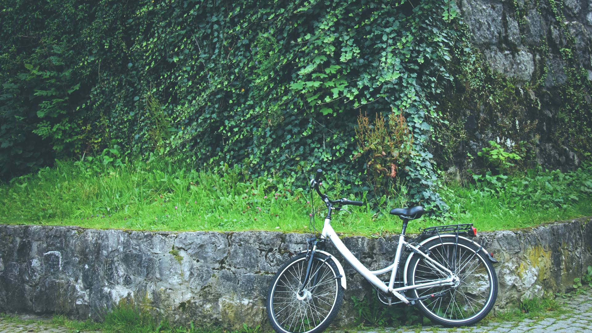 Bike by a wall in Ireland: Park Stock photos by Vecteezy 