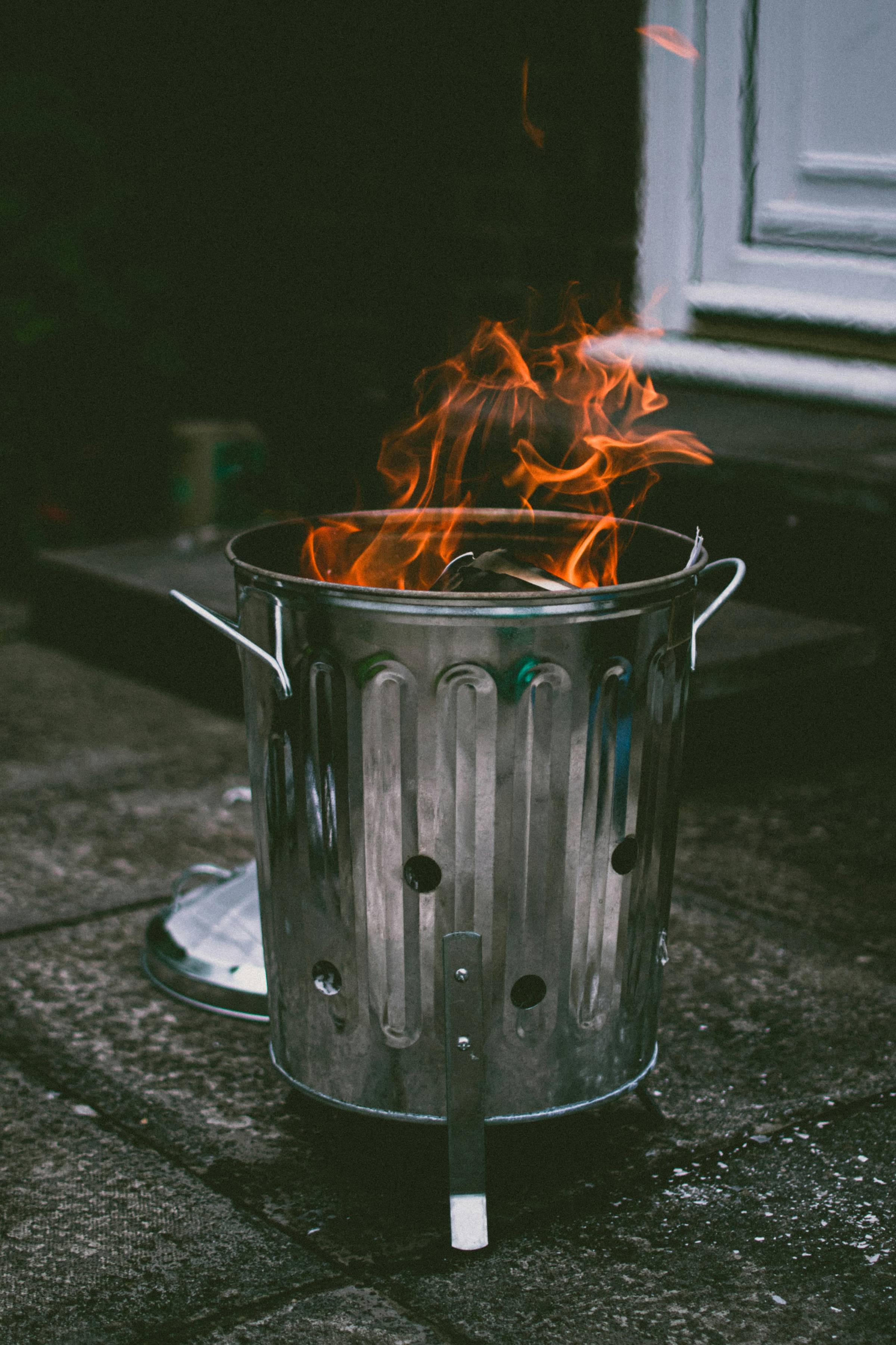 Trash with Fire Burning Inside
