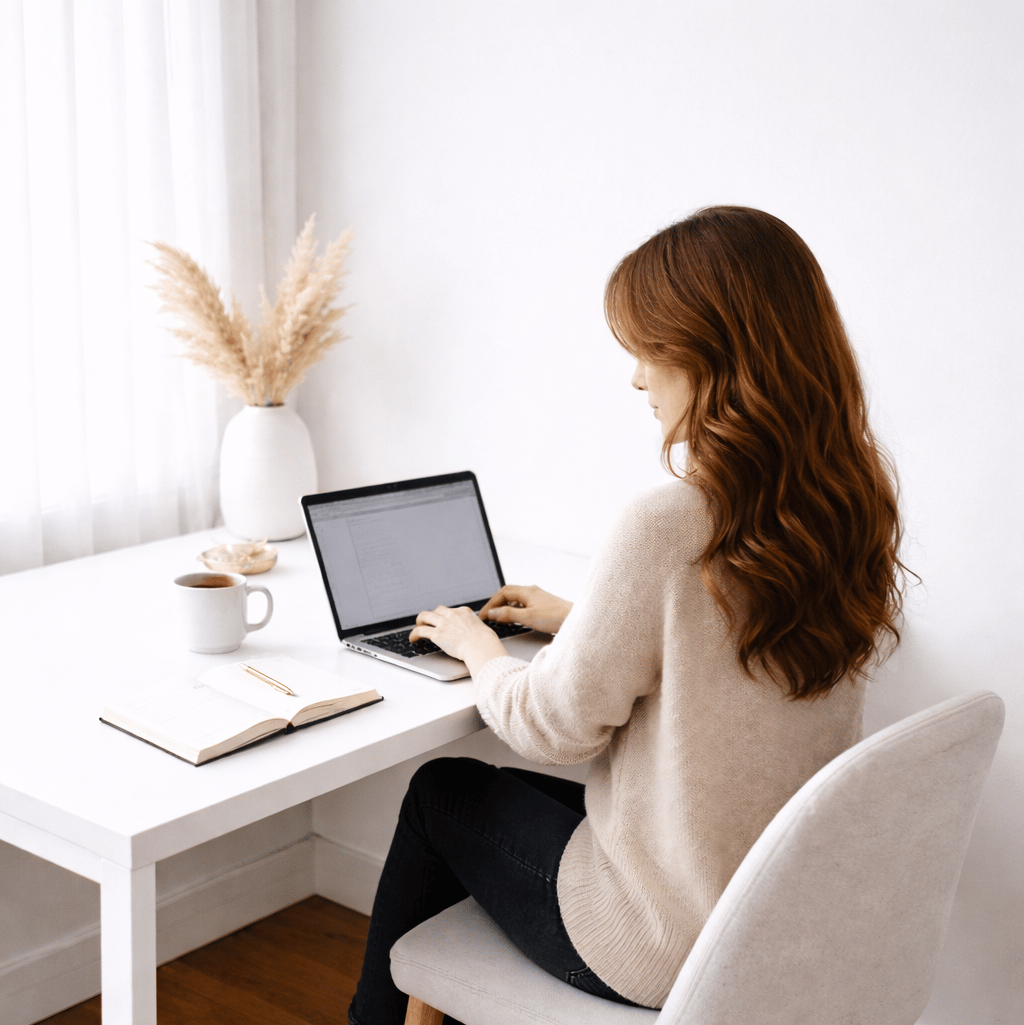 woman working on a laptop