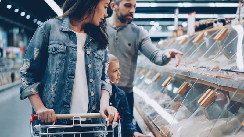 A family is shopping in a store