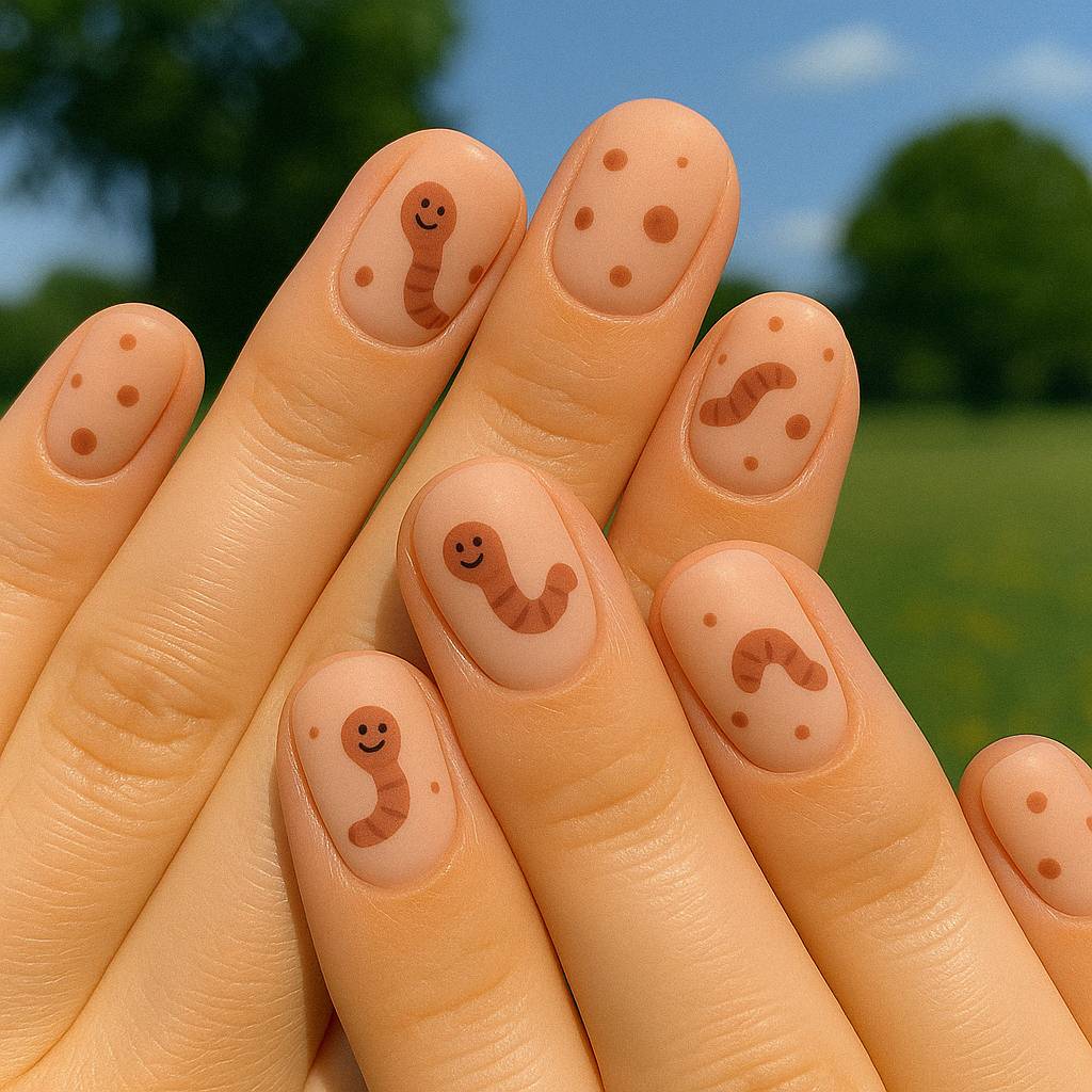 cute worm nails