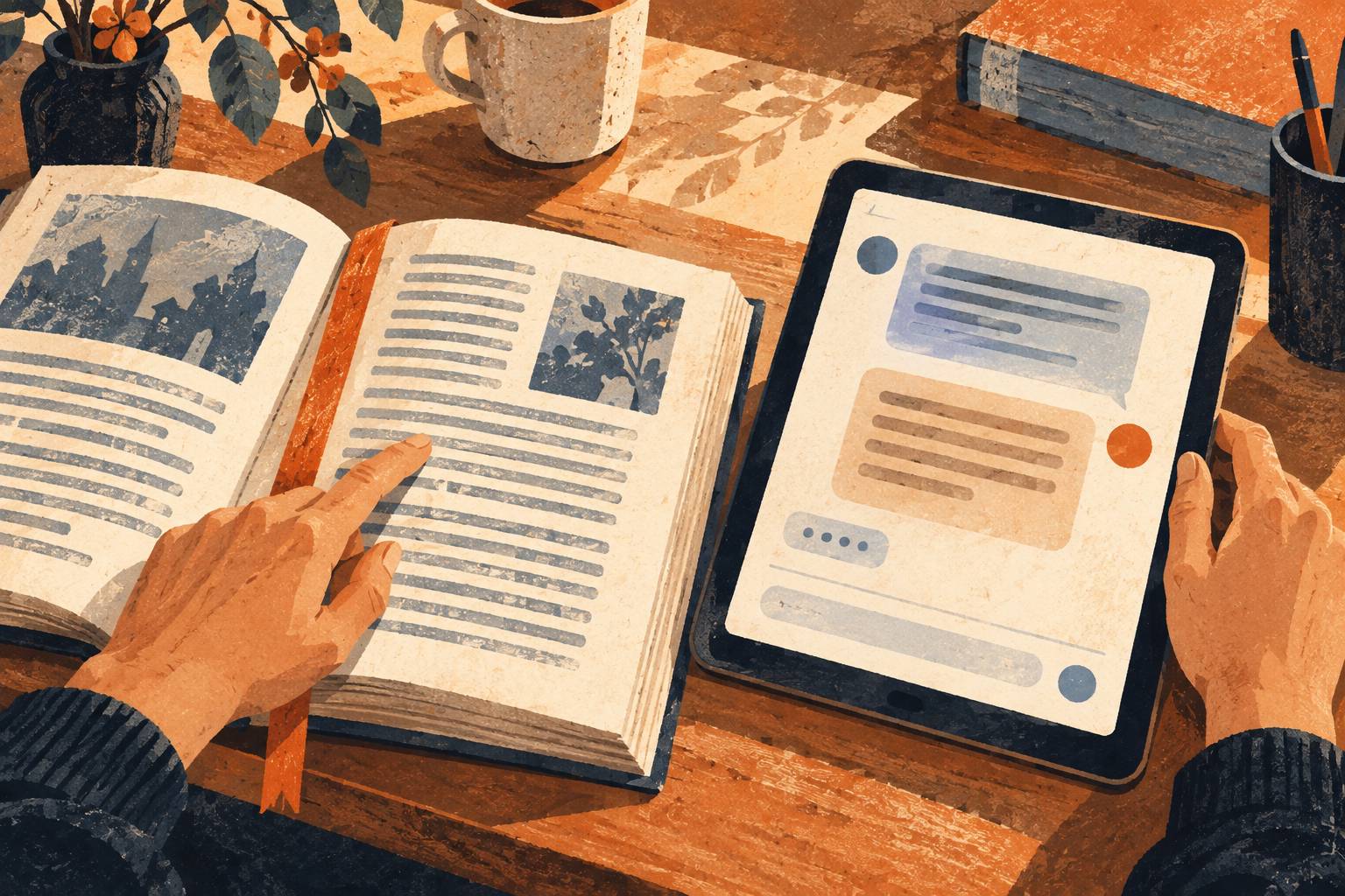 A reader checks a chat response against a separate source document.