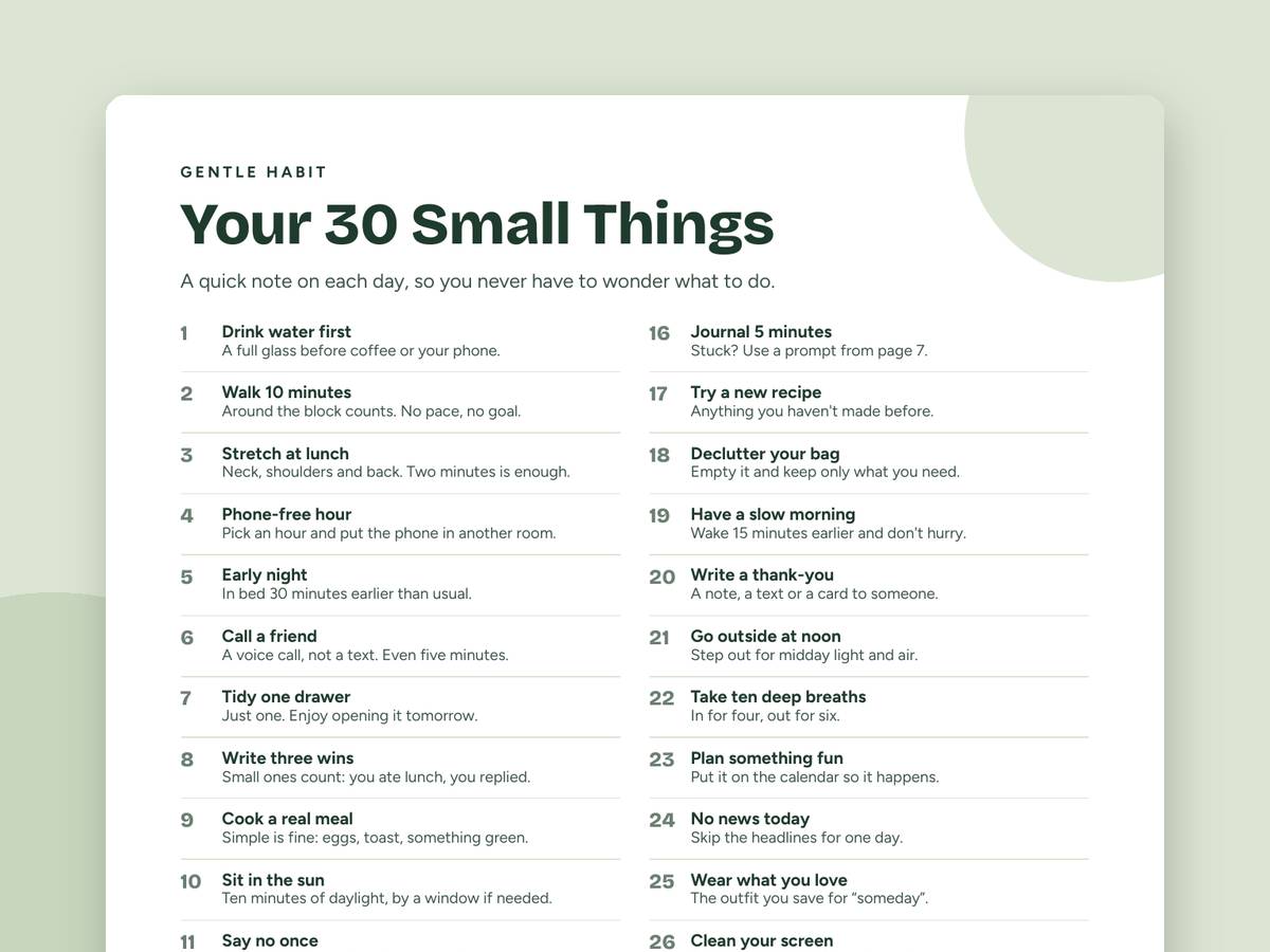 Preview of the 30 small things page