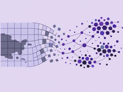 Tiles over a map turning to a network of lines and nodes