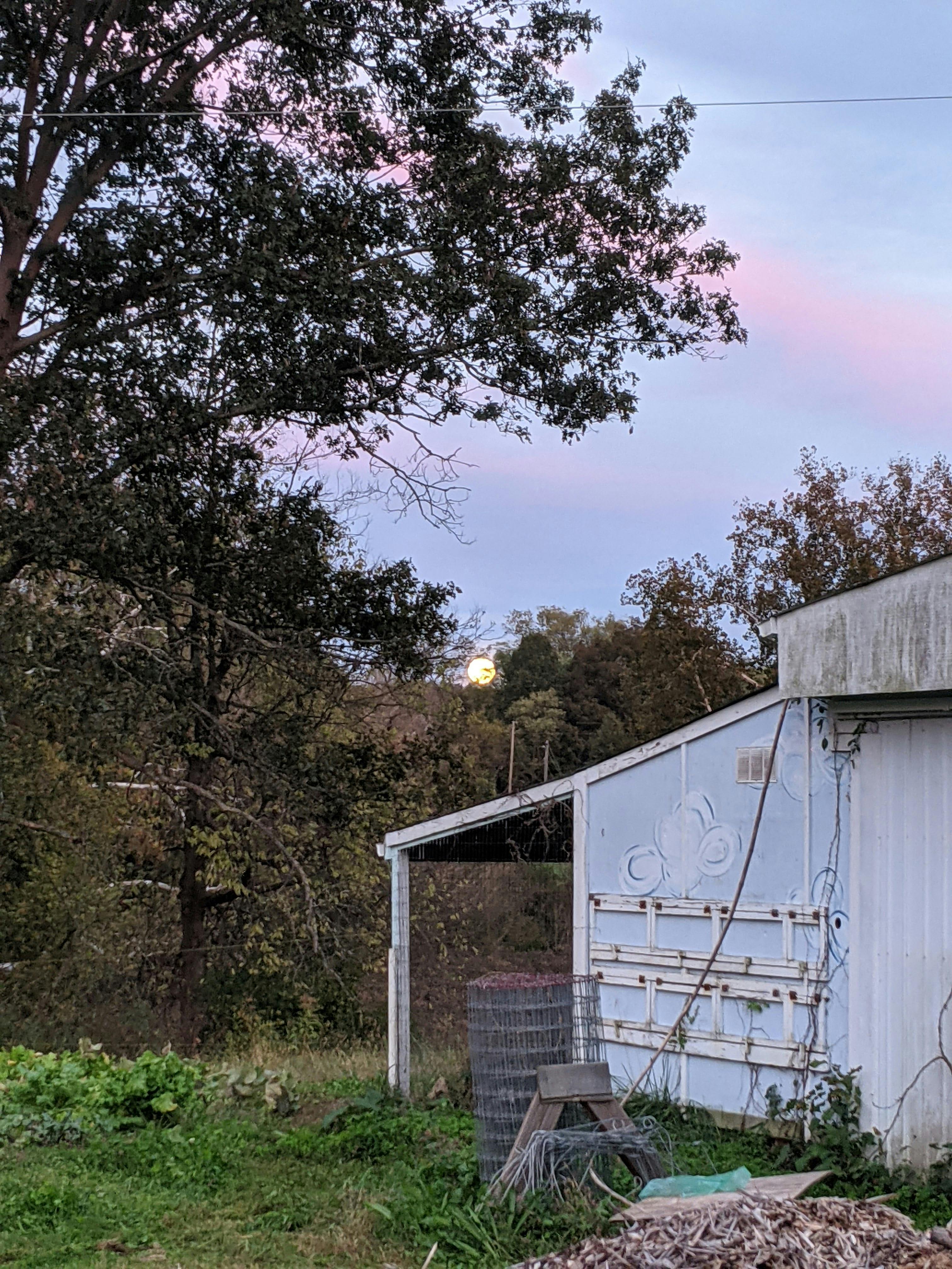Sunset and Moonrise at the farm