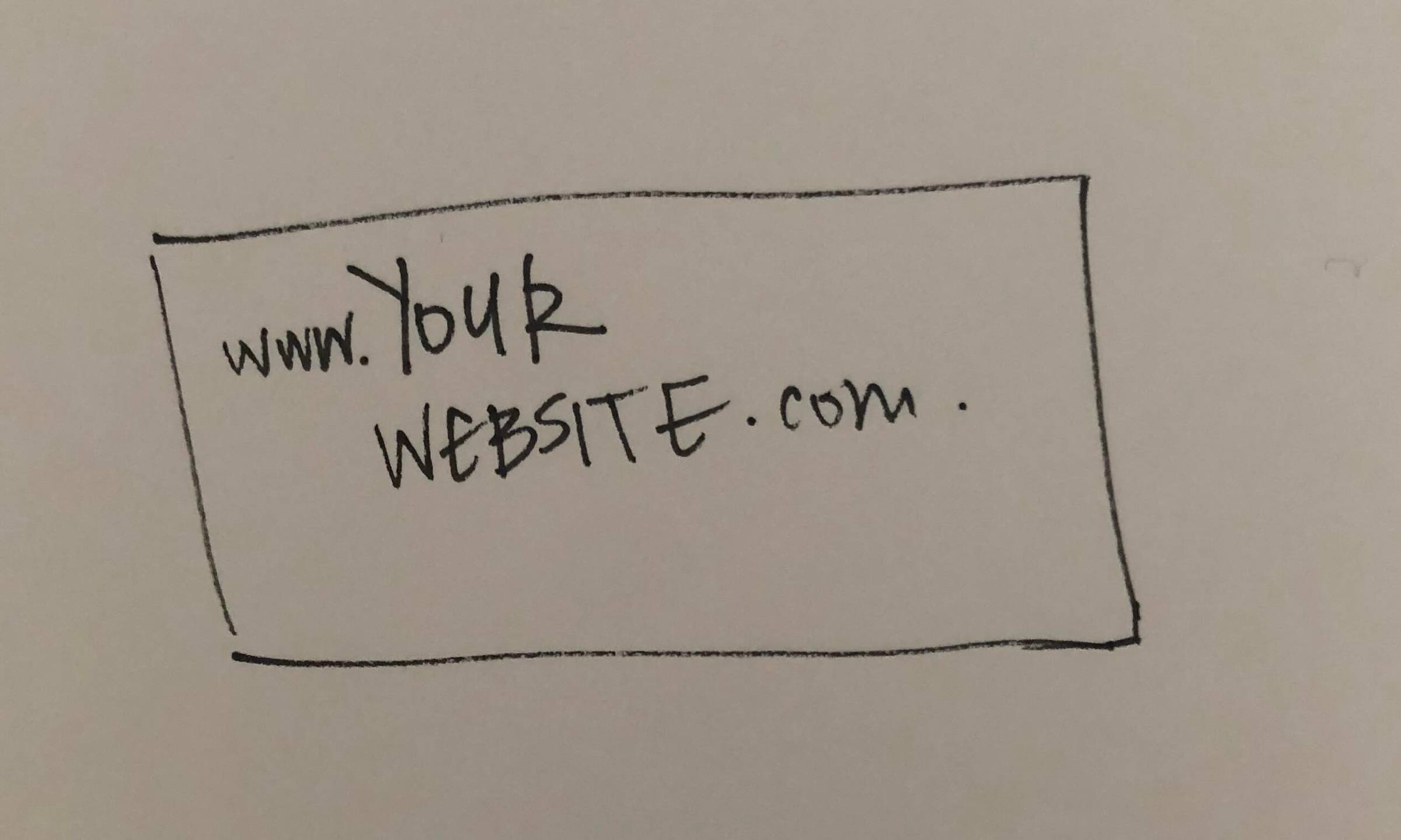 Handwritten website URL www.yourwebsite.com displayed on a plain background,
