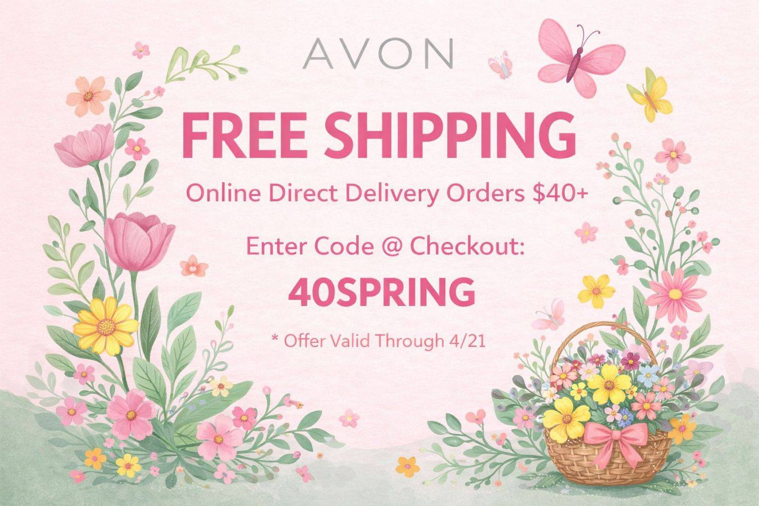 Last Day For FREE Shipping On $40 Online AVON Order!