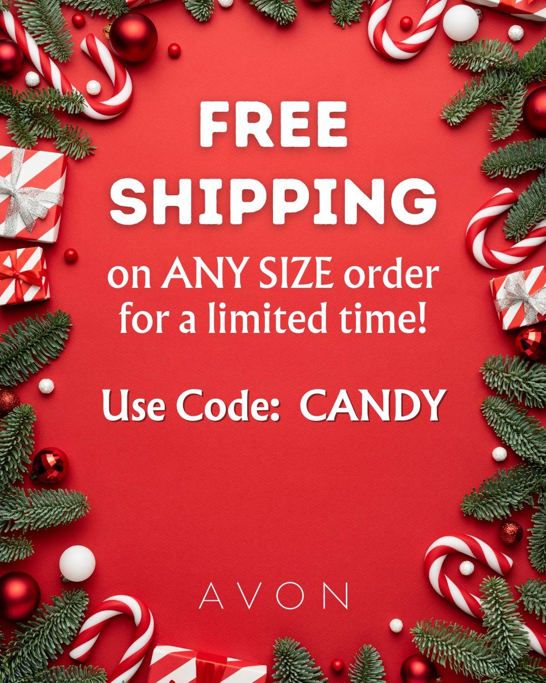Start shopping early with FREE Shipping On ANY Size Online AVON Order!
