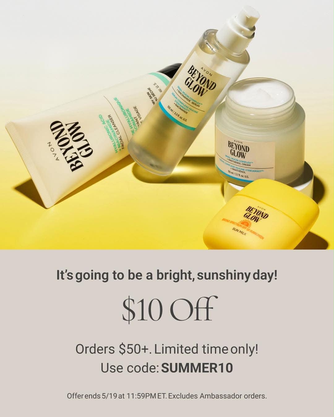 “Glow for Less ? Get $10 OFF $50+”