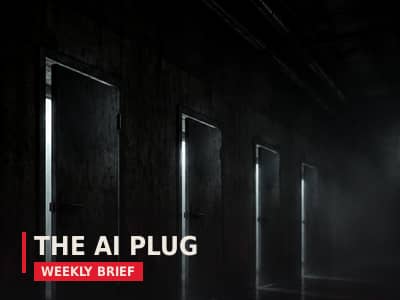 Row of dark doors with light spilling through the gaps. The AI Plug weekly brief.
