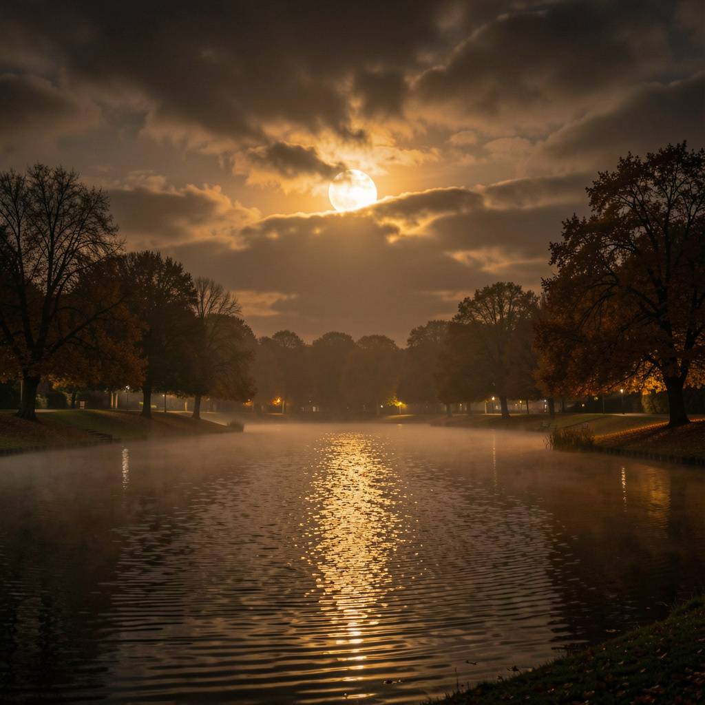 Harvest Moon over Roath Park