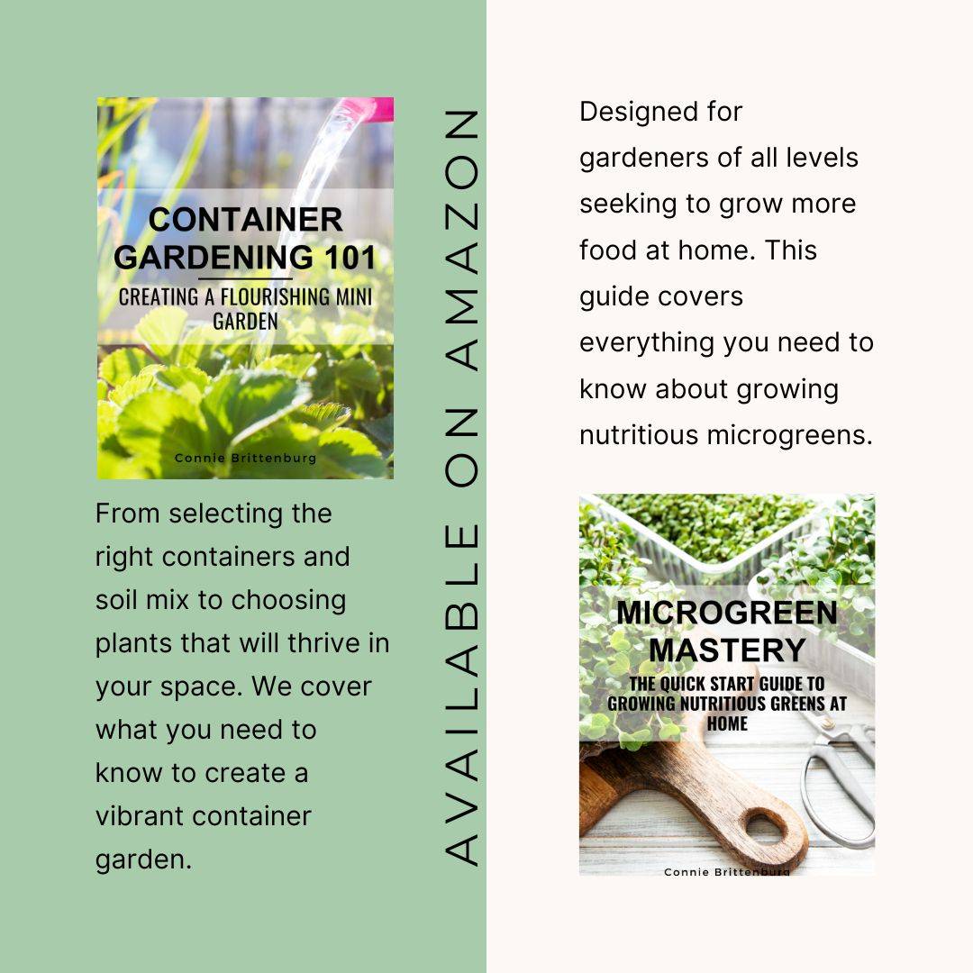 Ebook promotion for Container Gardening 101 and Microgreen Mastery with the image of each book.