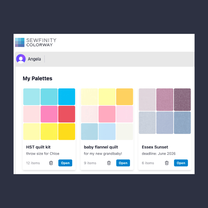 Sewfinity Colorway palettes