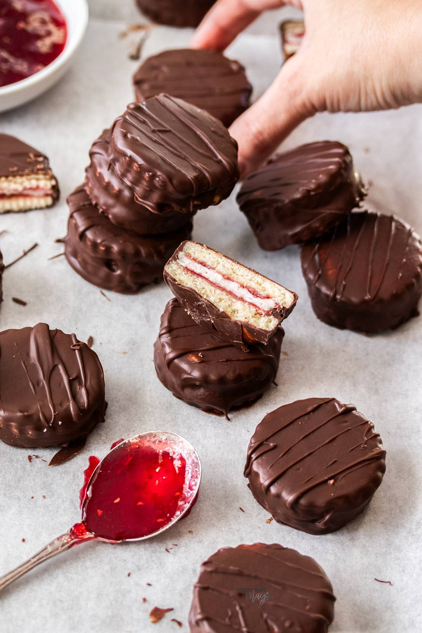 A pile of mini wagon wheels.