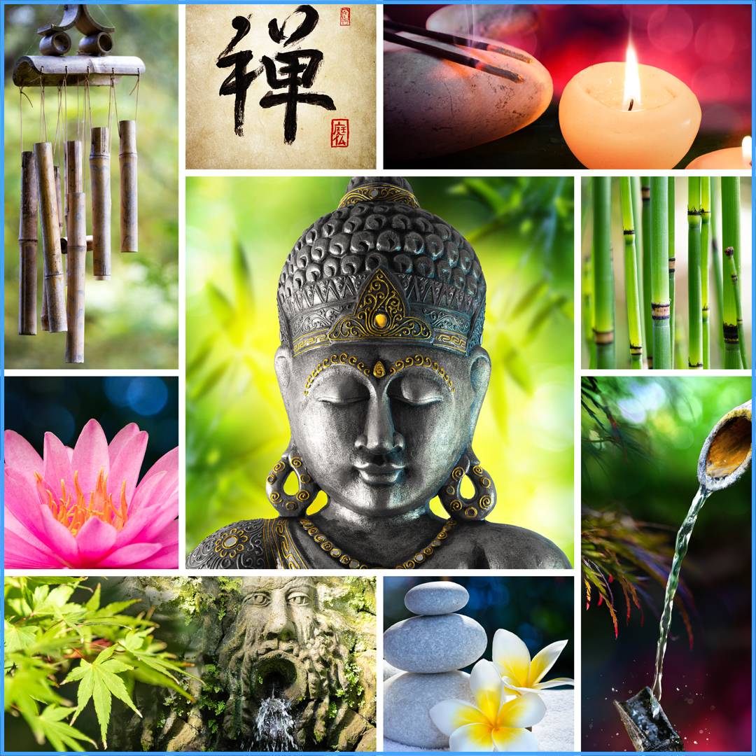 collage of peaceful images