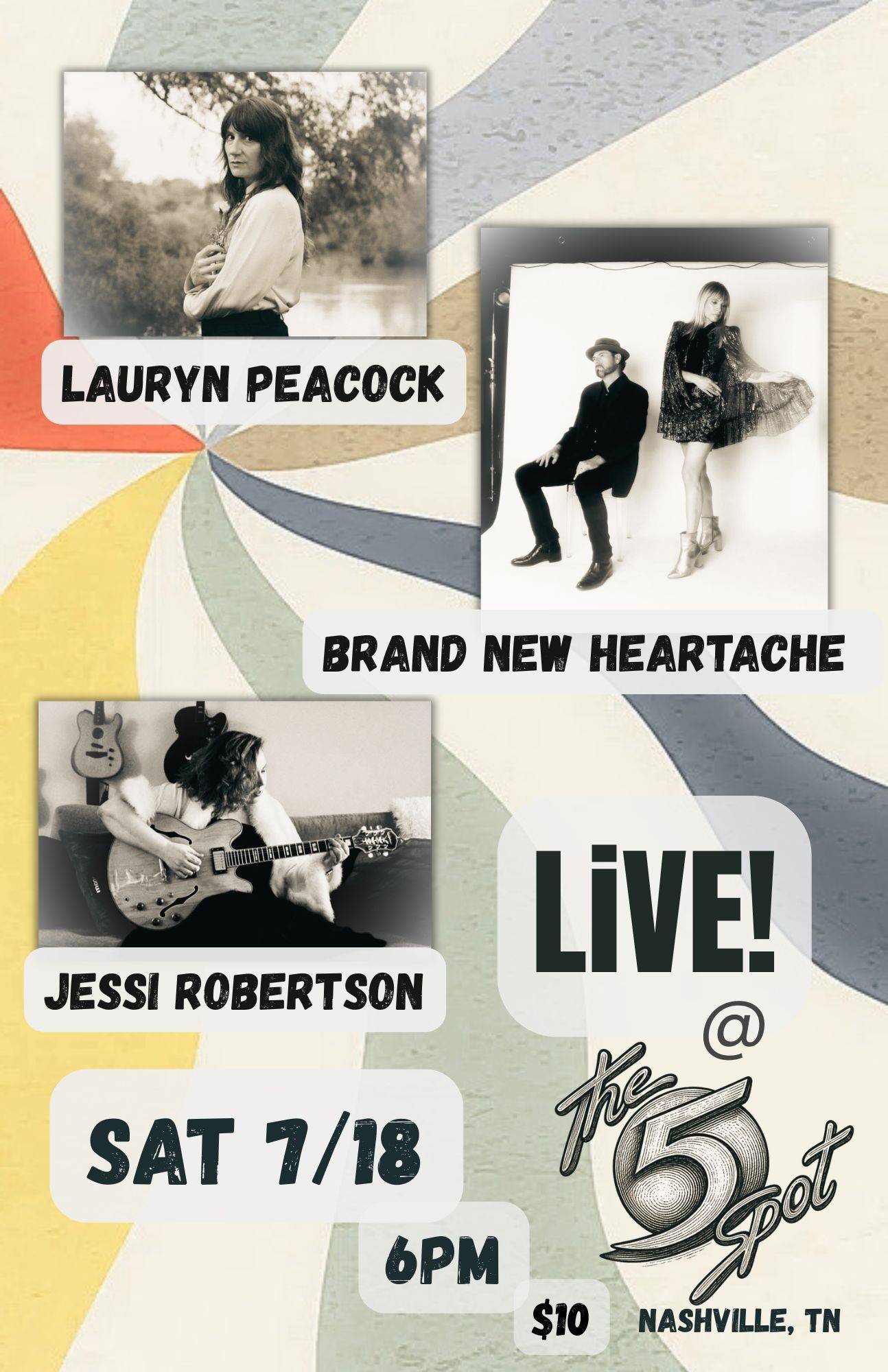 Only Nashville show this summer is 7/18 at The 5 Spot! Let's go!