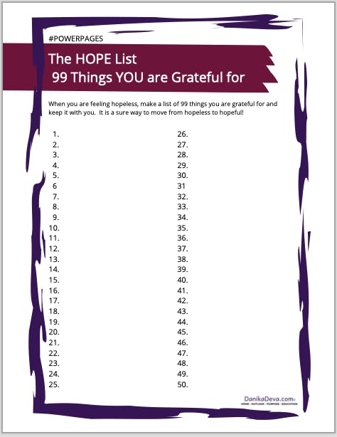 The Hope List Powerpage