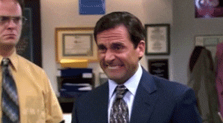 Michael Scott looking uncomfortable
