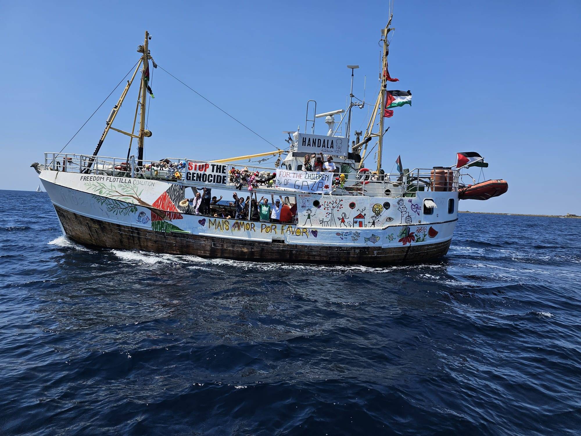 The Handala (Freedom Flotilla) sailing to Gaza, July 2025