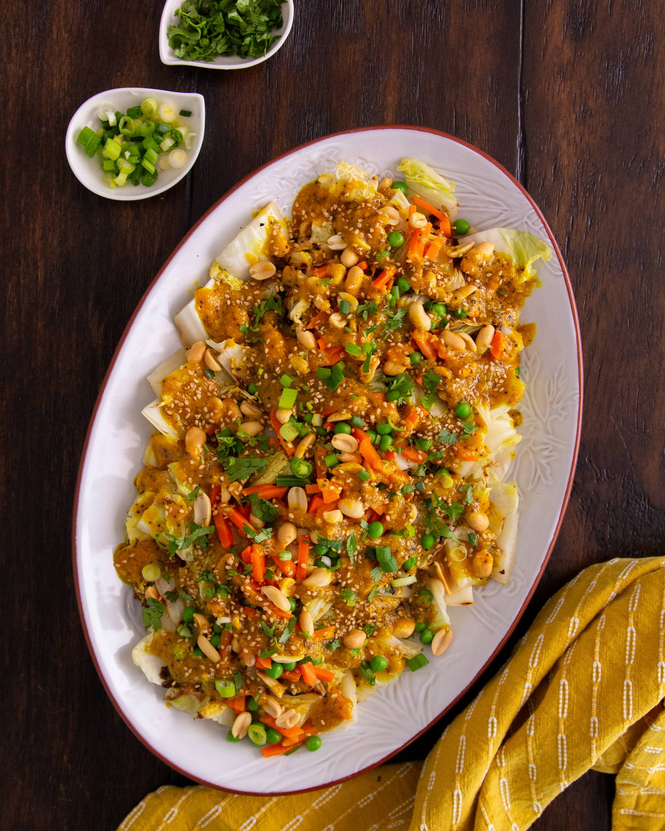 Grilled Cabbage Salad with Spiced Peanut Dressing
