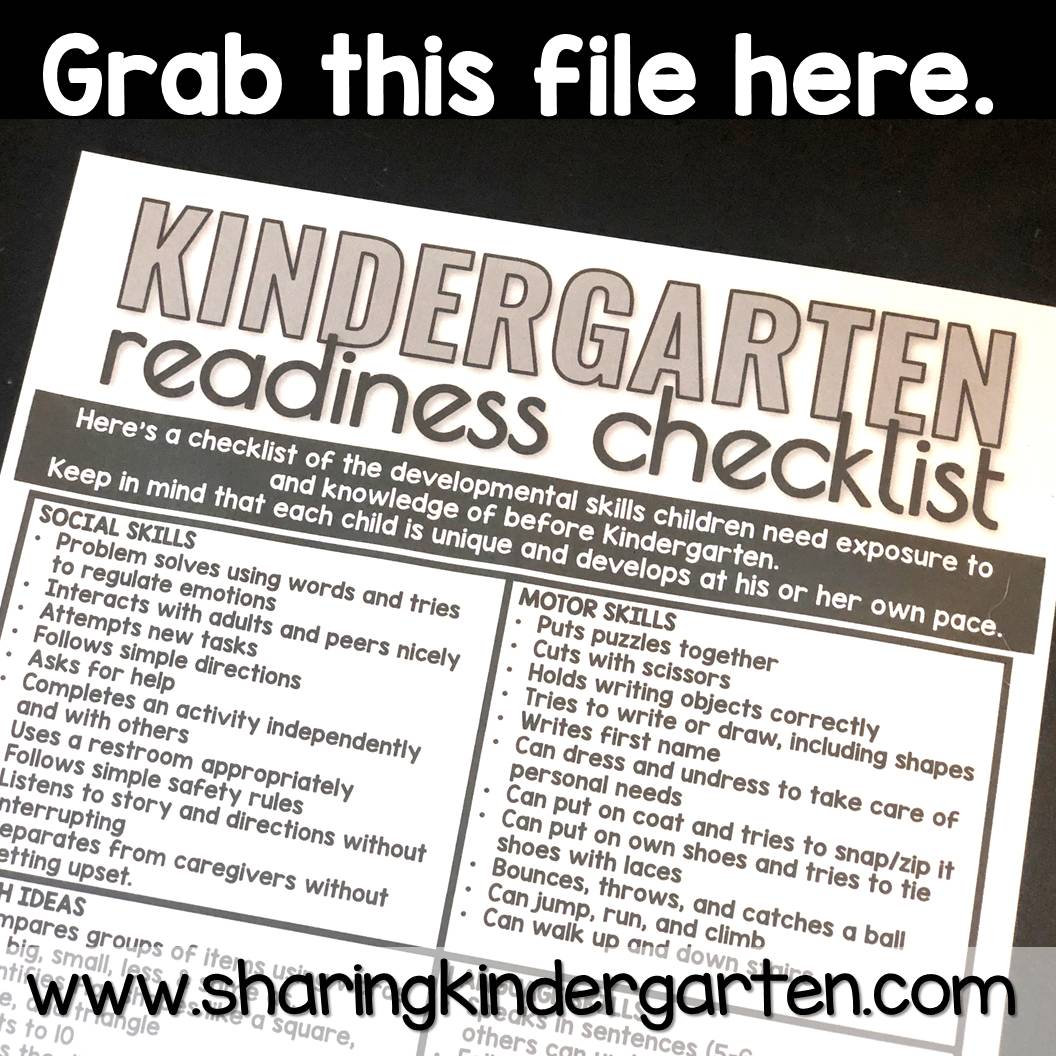 Kindergarten Readiness Checklist