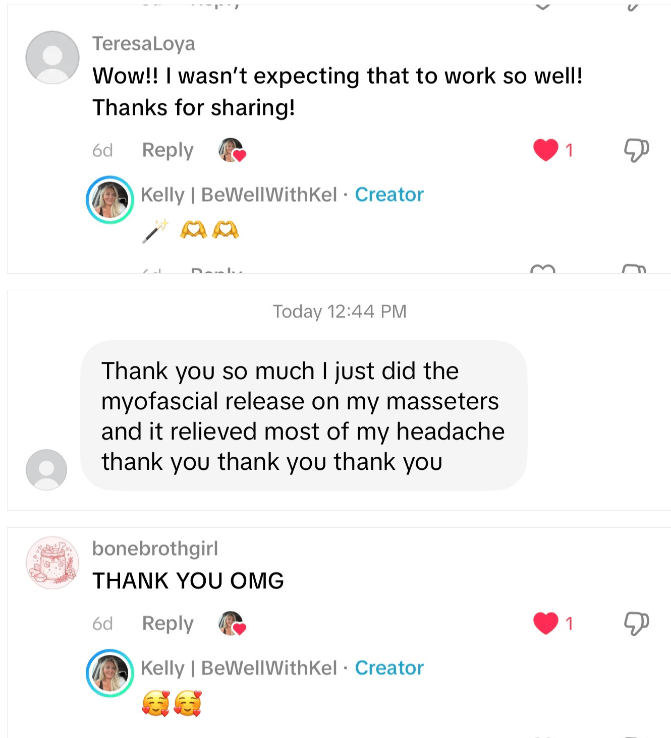 Screenshot of a Headache Reset client review