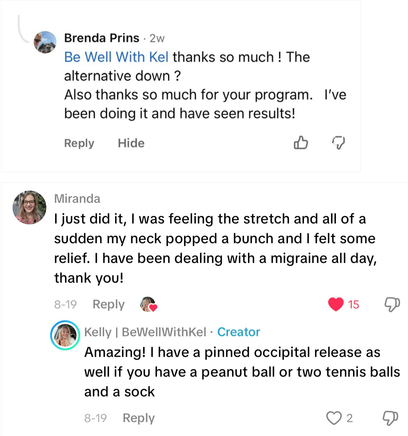 Screenshot of a Headache Reset client review