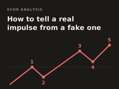 How to tell a real impulse from a fake one. A five wave impulse chart with waves 1 to 5 labelled.