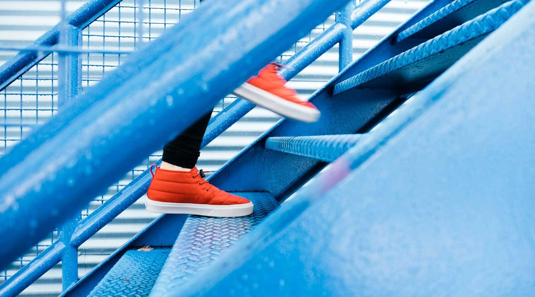 differentiation exercise orange shoes walking up stairs