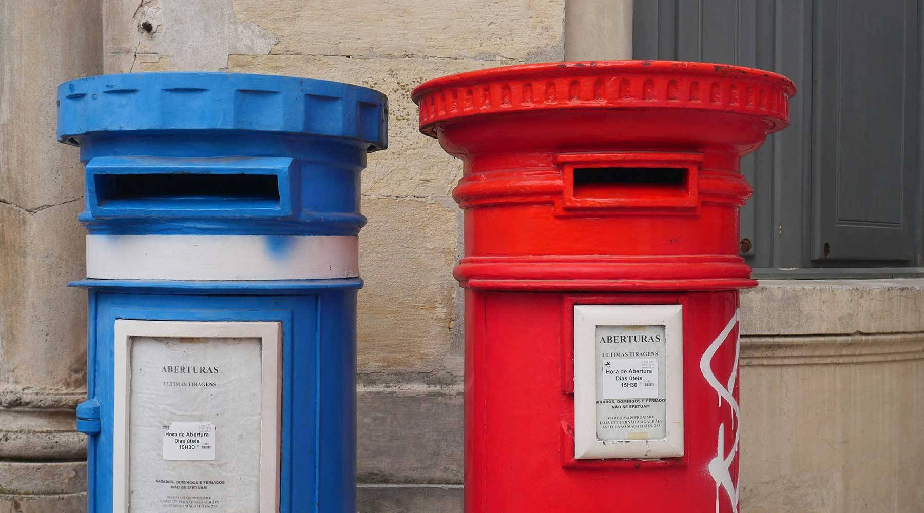 stop comparing start positioning blue and red mailboxes